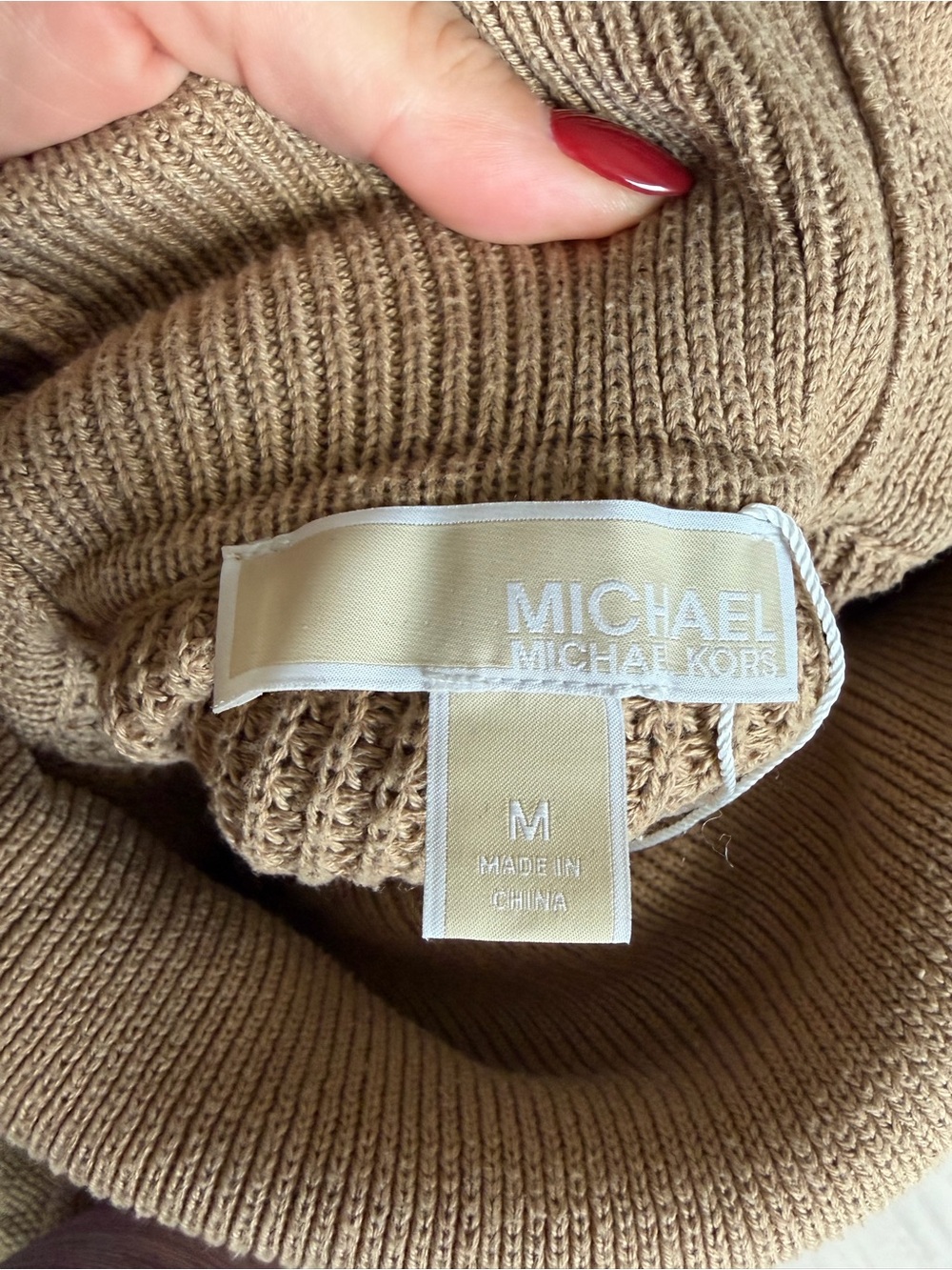 Tan Cowl Neck Knit Sweater - Picture 4 of 4
